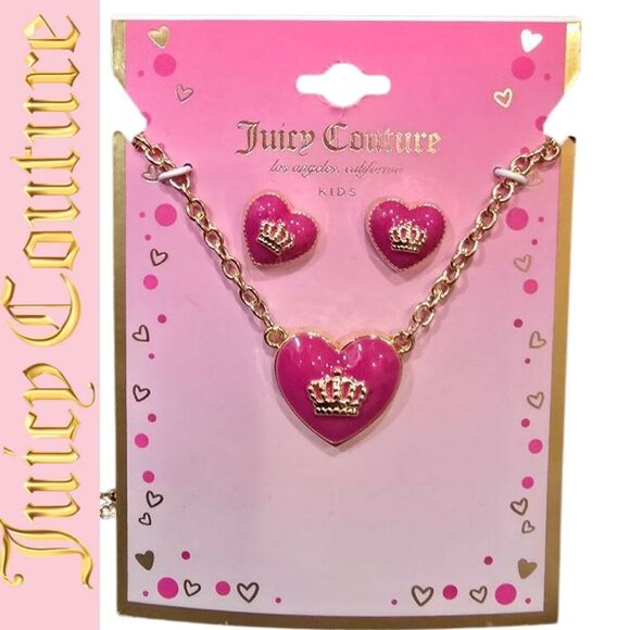 Juicy Couture Crown Heart Jewelry Earring & Necklace Set - Picture 1 of 4